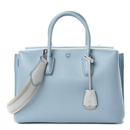 MCM Grained Calfskin Medium Milla Tote Sky Blue 1 of 12