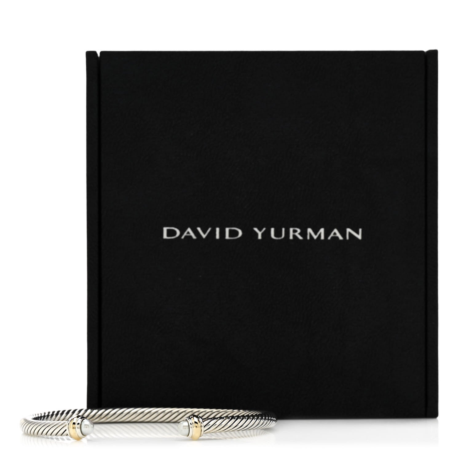 David Yurman Sterling Silver 18K Yellow Gold Pearl 4mm Cable Classics Bracelet 5 of 5