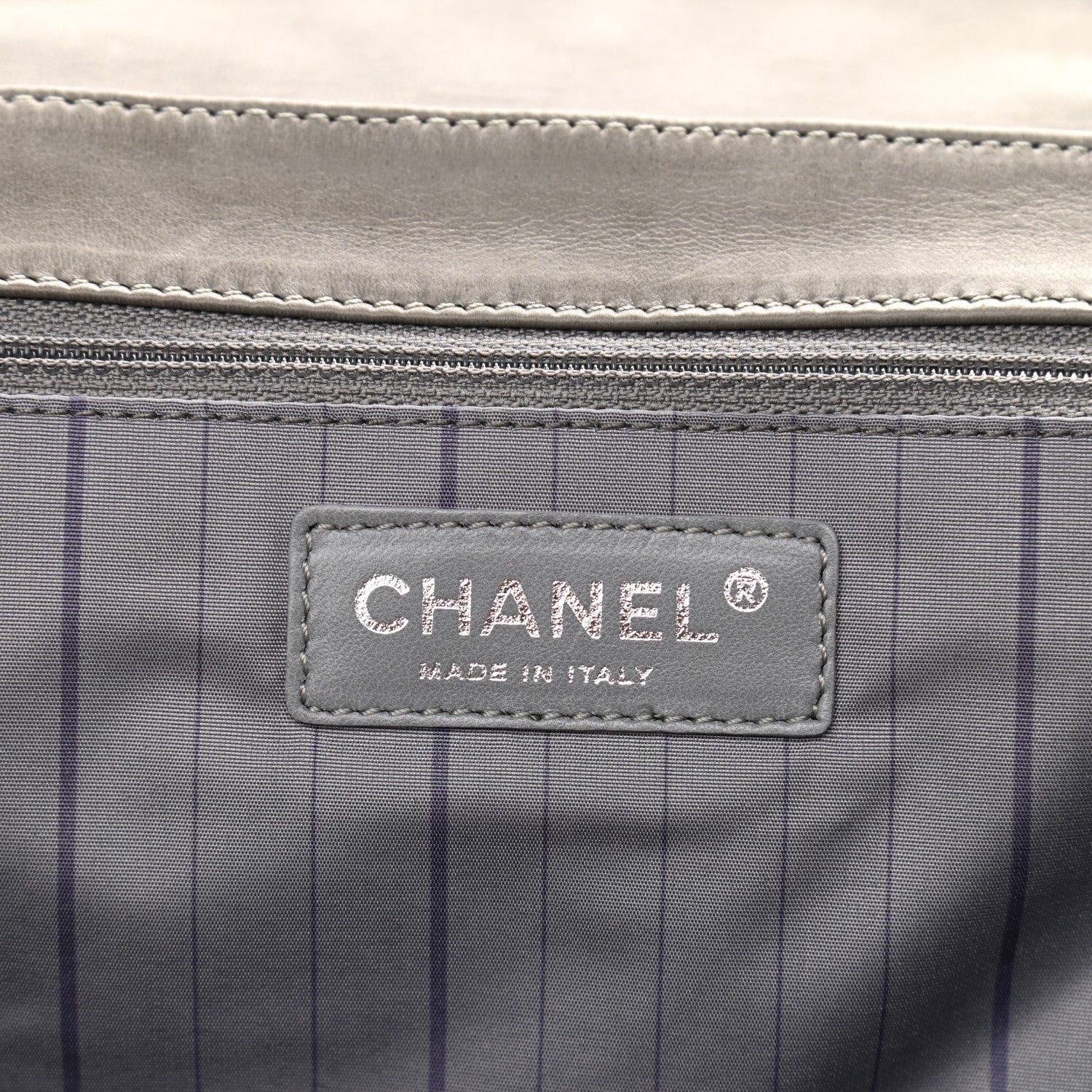 Chanel Glazed Calfskin Mademoiselle Lock Kelly Flap Bag Grey 8 of 11