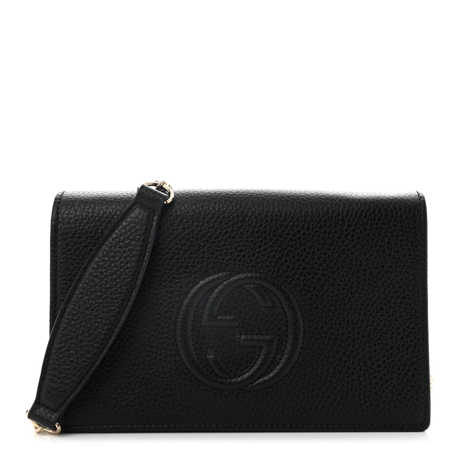 Gucci Pebbled Calfskin Soho Wallet On Chain Black 1 of 9