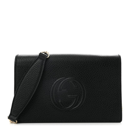Gucci Pebbled Calfskin Soho Wallet On Chain Black 1 of 9