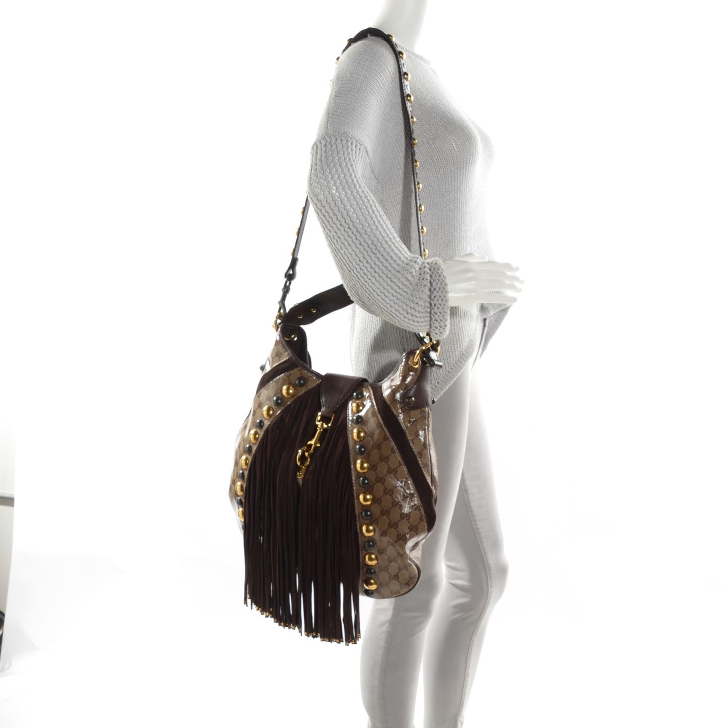 Crystal Monogram Fringe Babouska Hobo