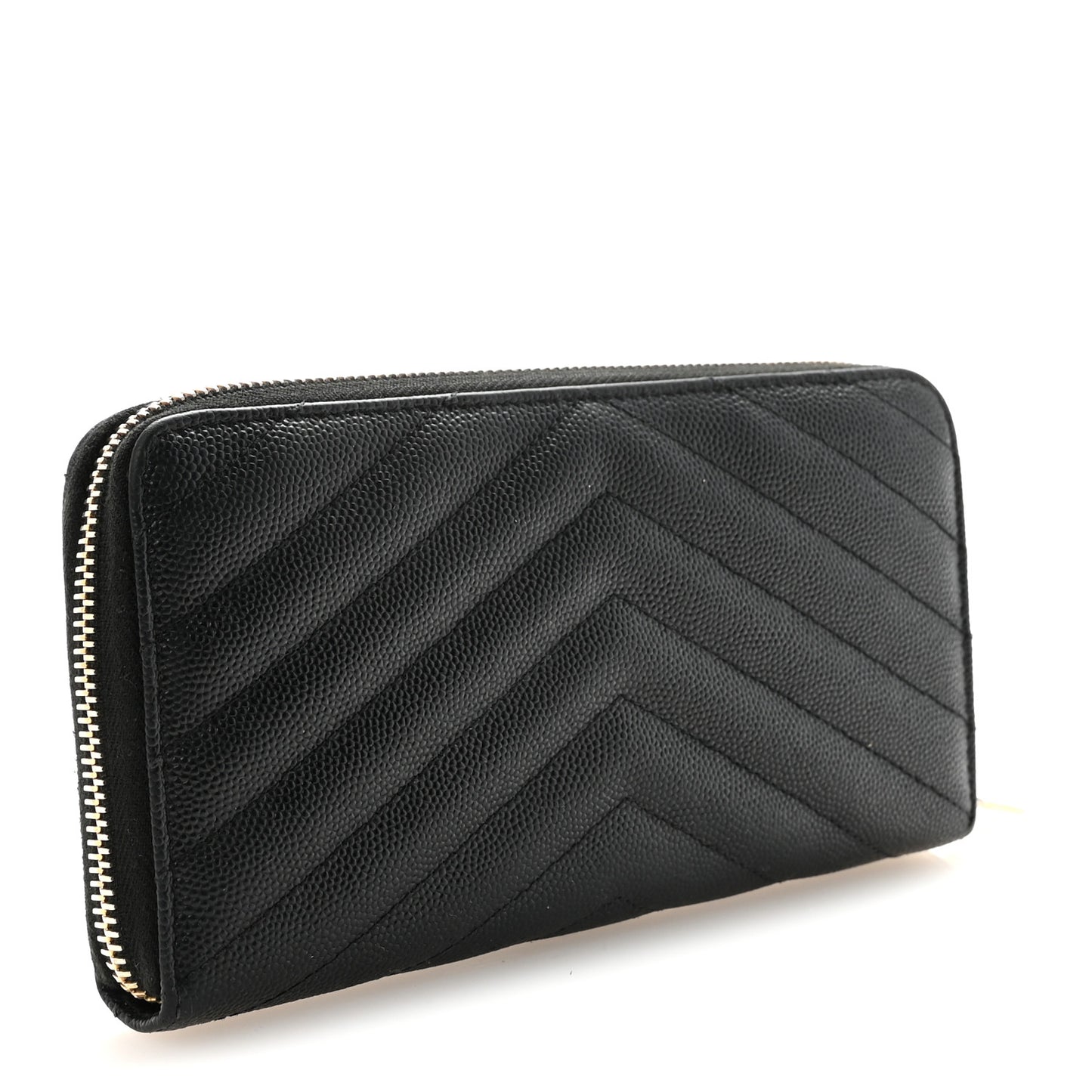 Grain De Poudre Matelasse Chevron Monogram Zip Around Wallet Black