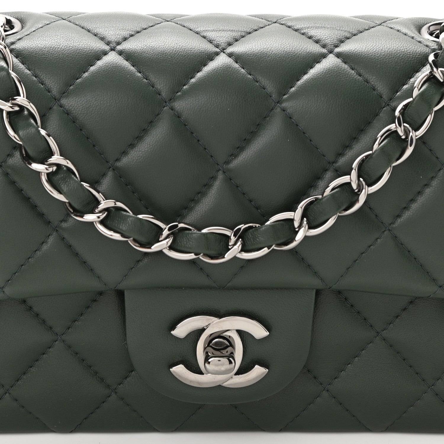 Chanel Lambskin Quilted Mini Rectangular Flap Green 7 of 9