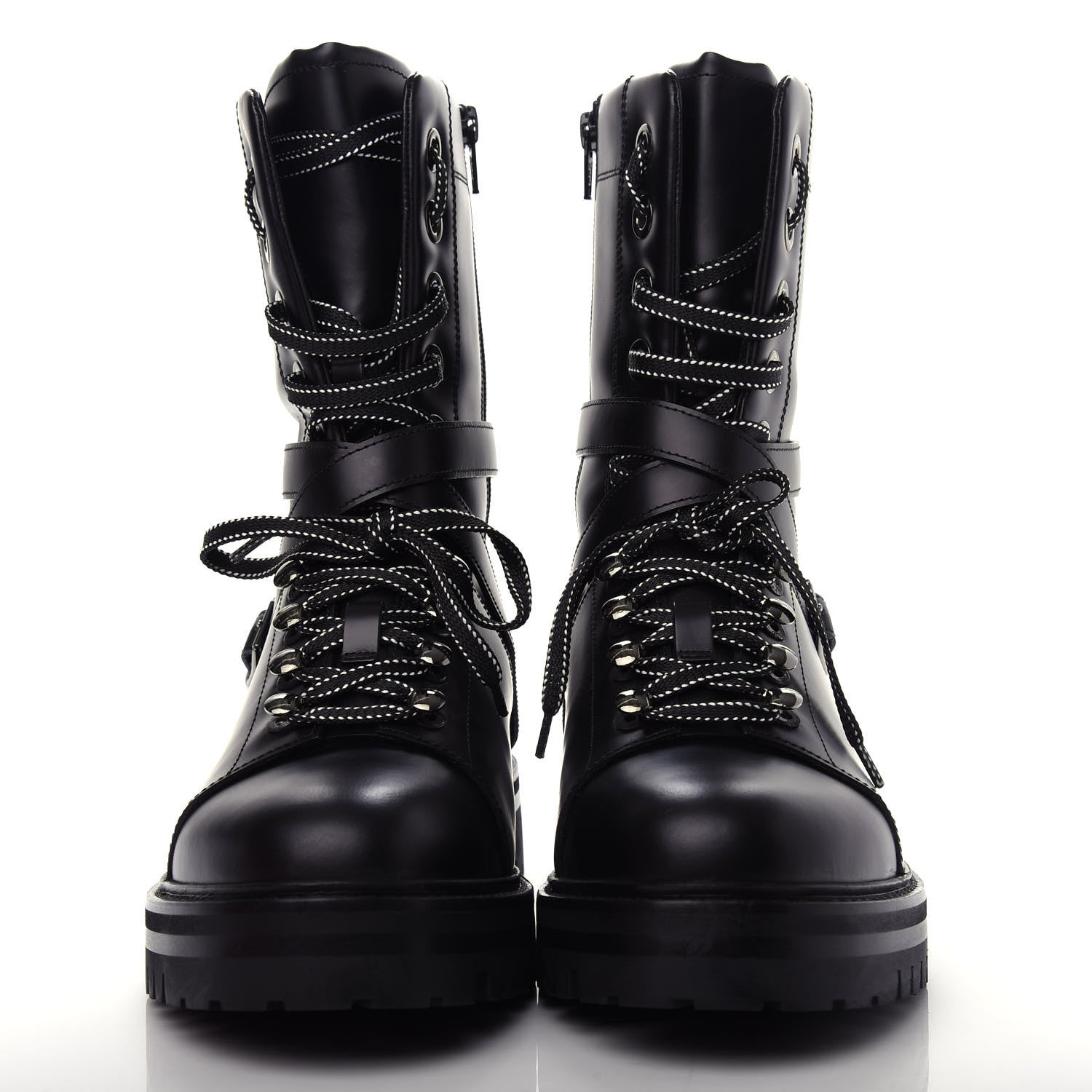 Valentino Garavani Smooth Calfskin Rockstud Buckled 25mm Combat Boots 40 Black 2 of 11
