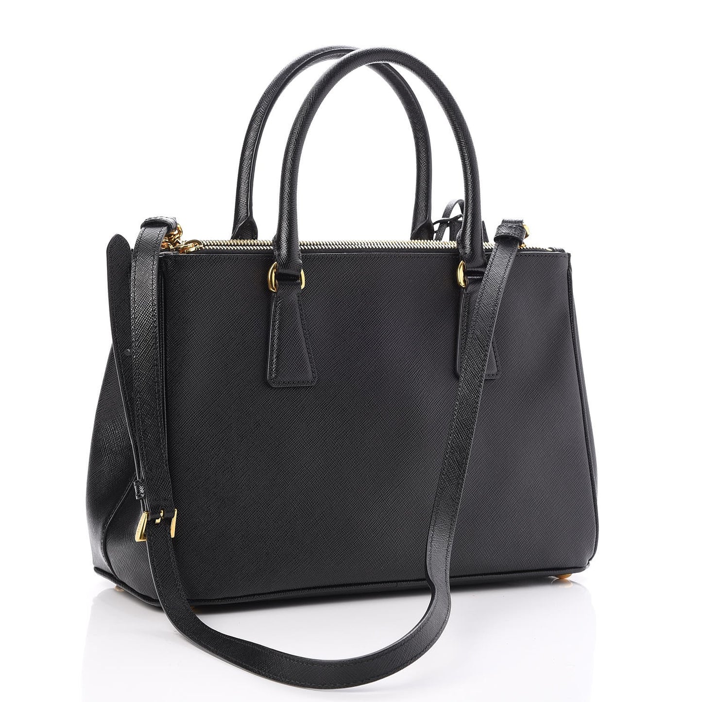 Saffiano Small Galleria Double Zip Tote Black