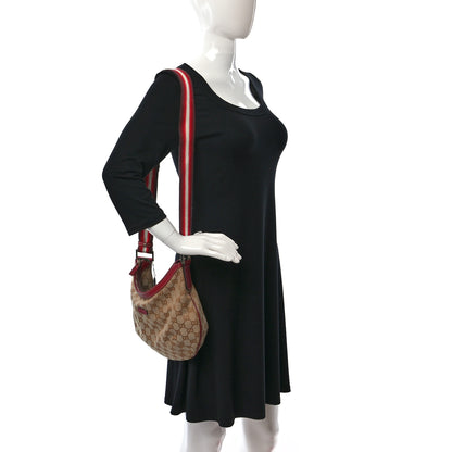 Gucci Monogram Web Medium Half Moon Hobo Red 2 of 9