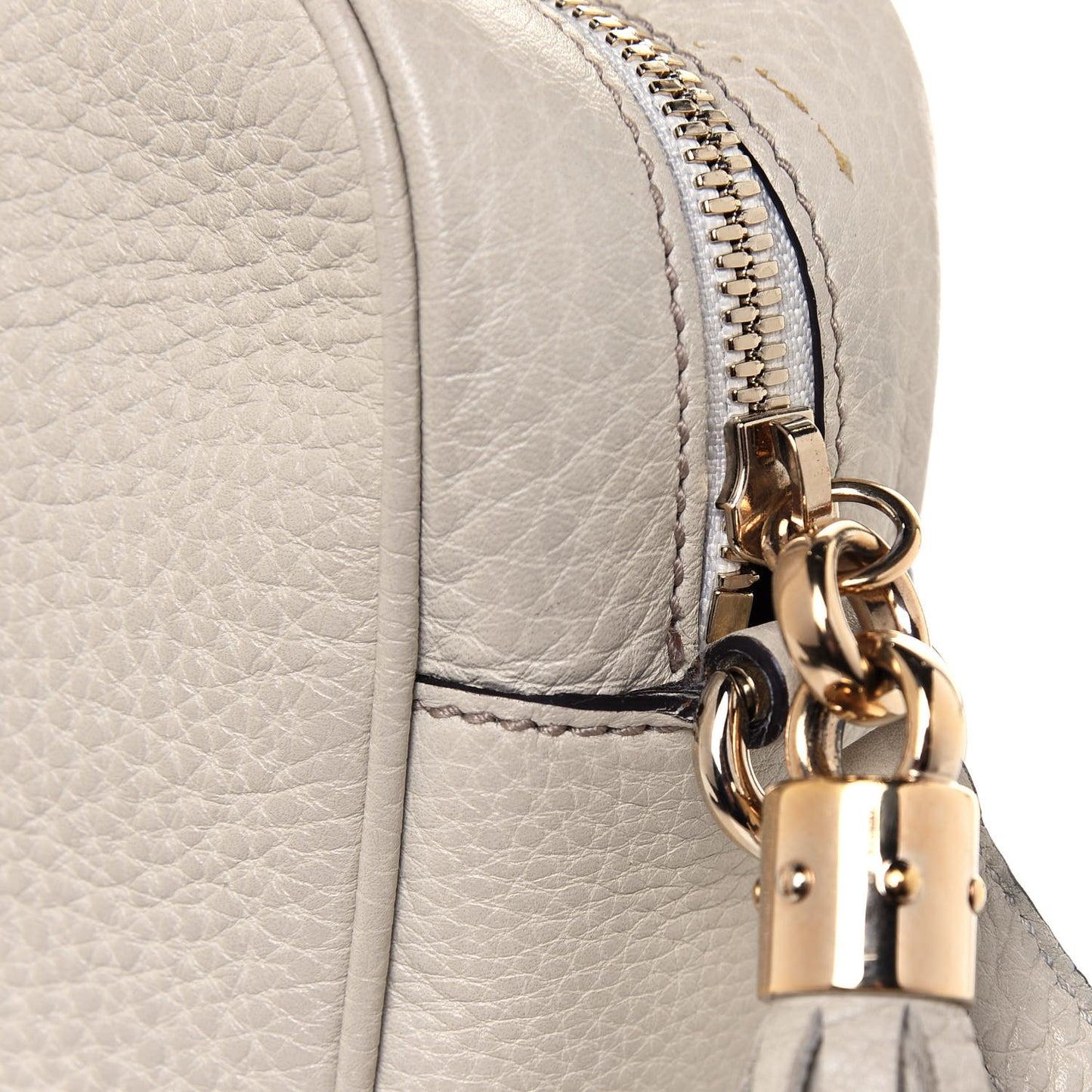Pebbled Calfskin Small Soho Disco Bag Off White