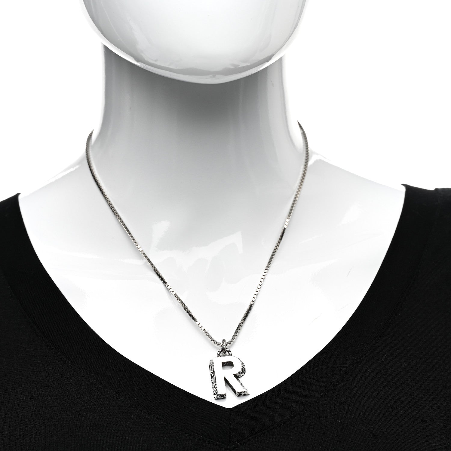 Gucci Sterling Silver Letter R Pendant Necklace 2 of 4