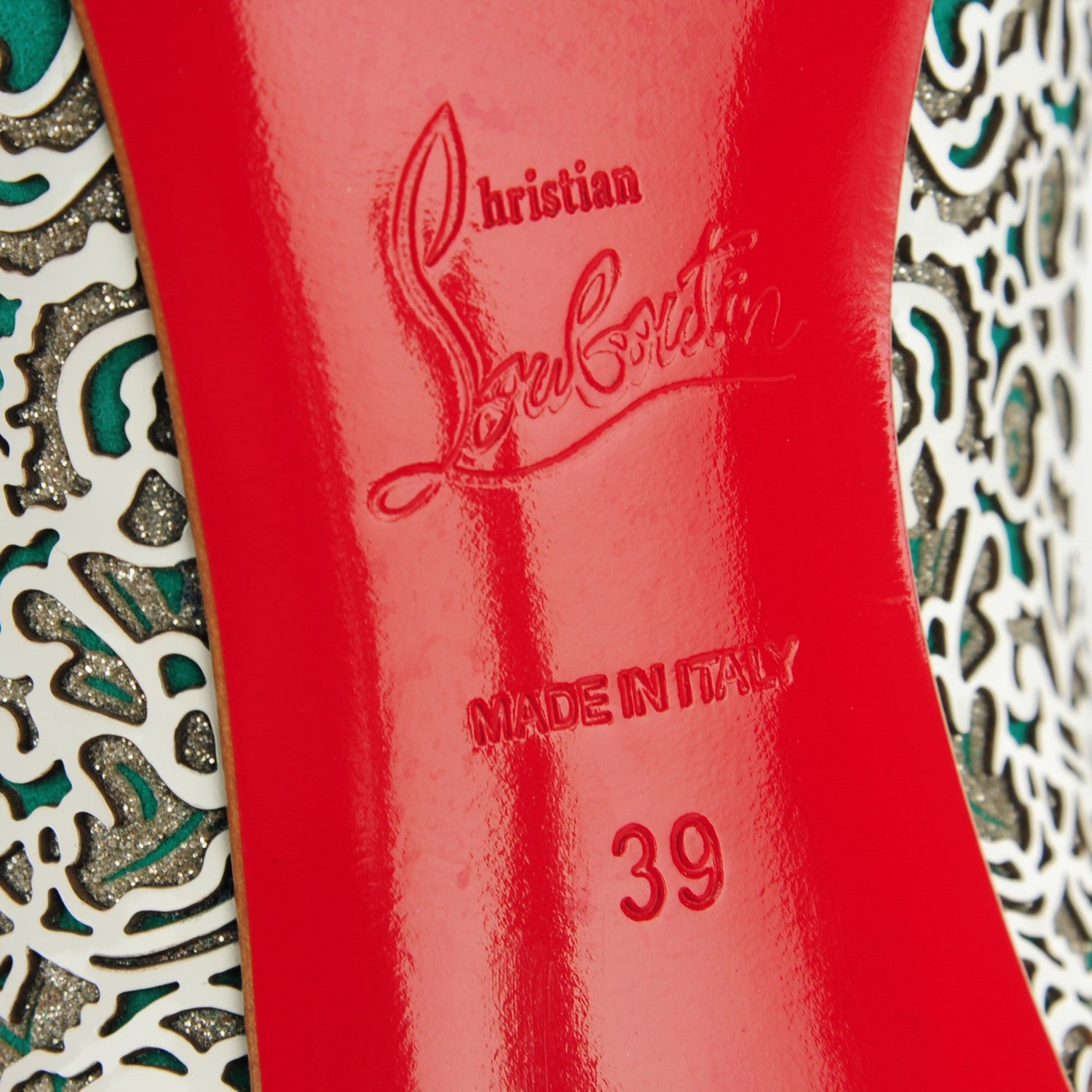 Christian Louboutin Patent Glitter Suede So Pretty 100 Pumps 39 Silver Mint 7 of 7