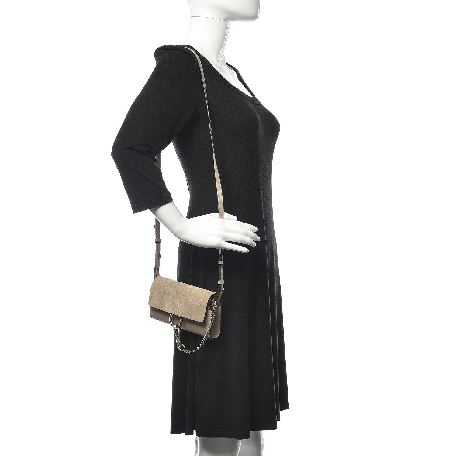 Chloe Suede Calfskin Mini Faye Shoulder Bag Motty Grey 2 of 13