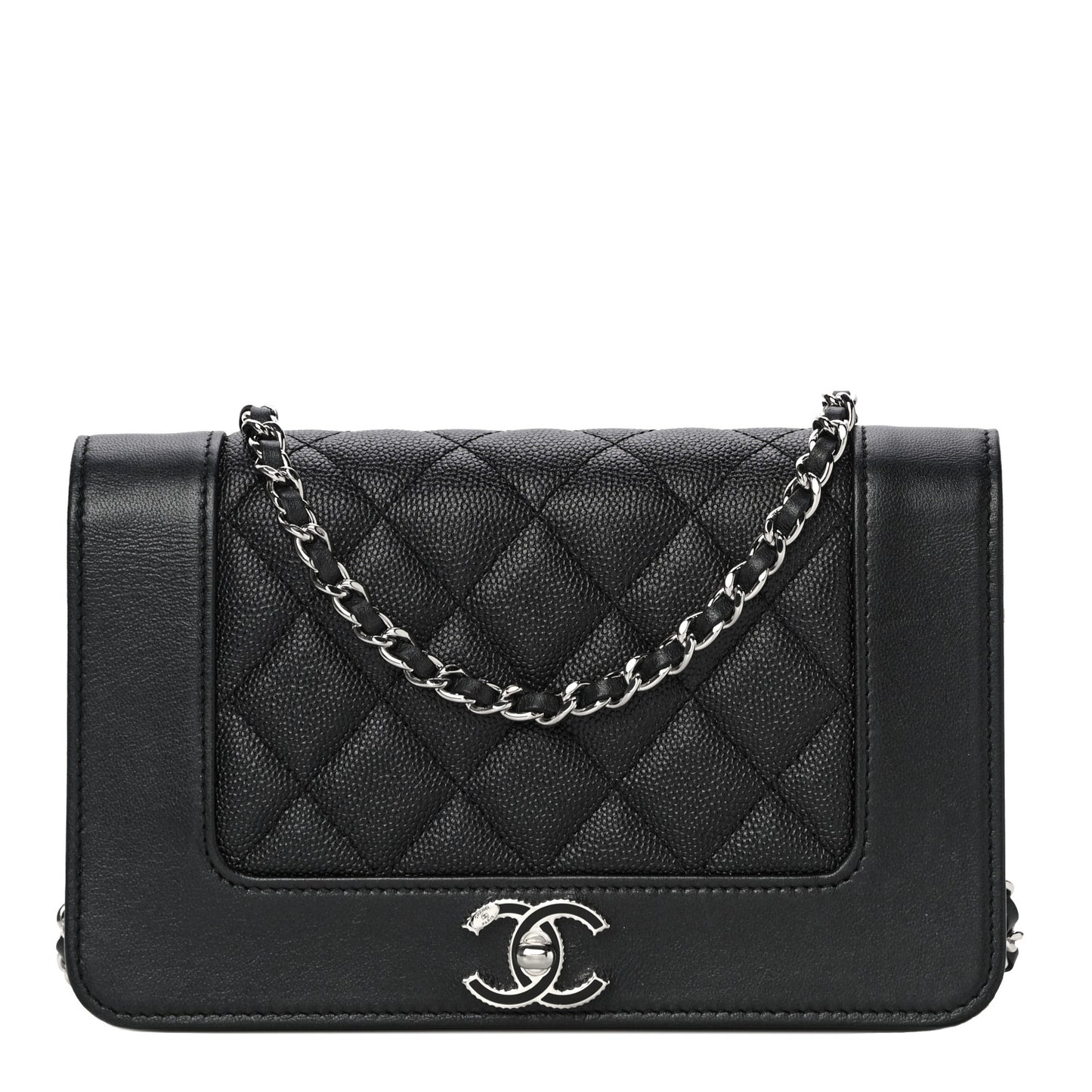 Caviar Quilted Vintage Mademoiselle Wallet On Chain WOC Black