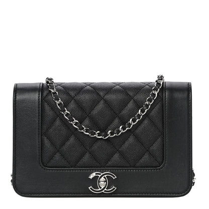 Chanel Caviar Quilted Vintage Mademoiselle Wallet On Chain WOC Black 1 of 20