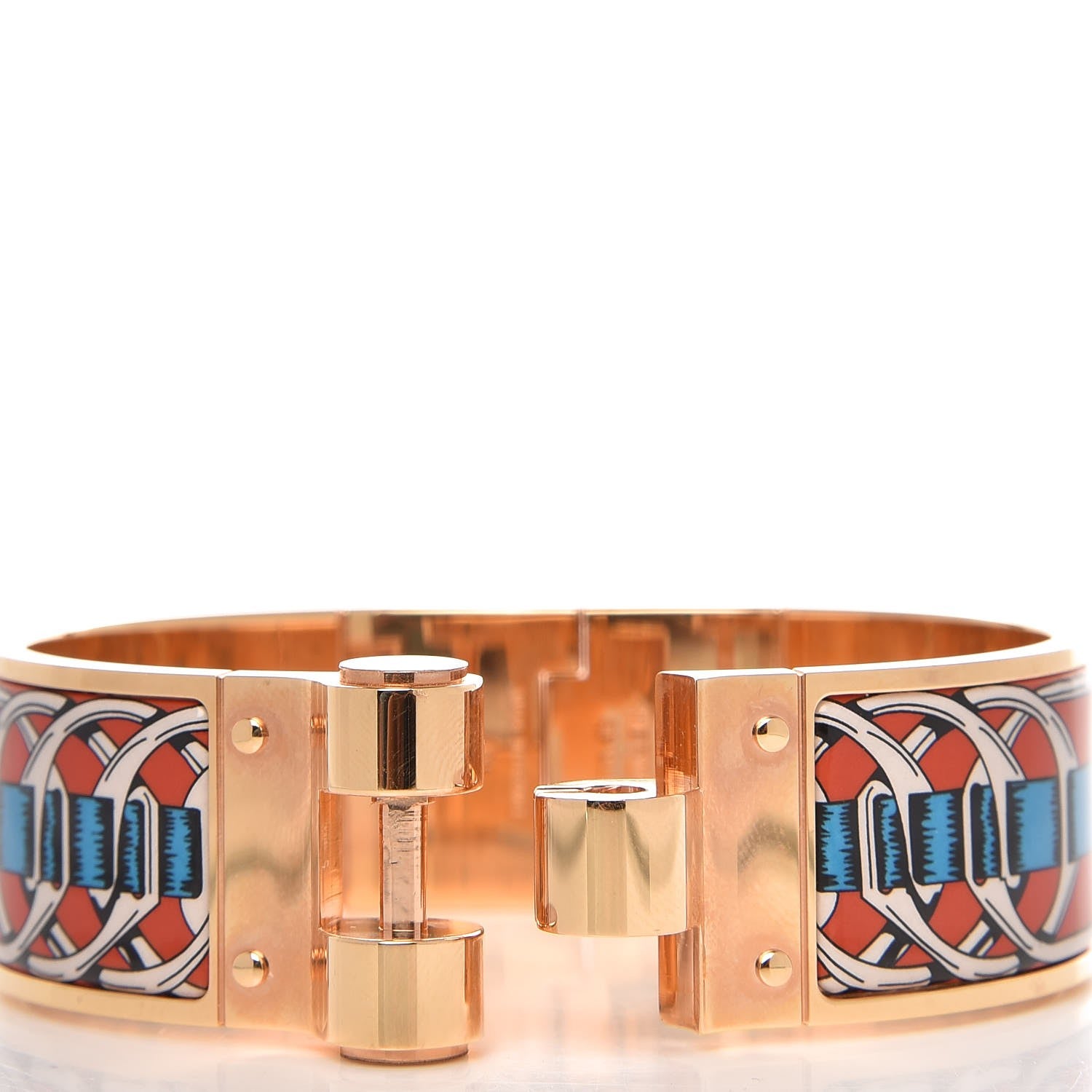 Hermes Enamel Printed Wide Balades Equestres Hinged Bracelet M 4 of 5