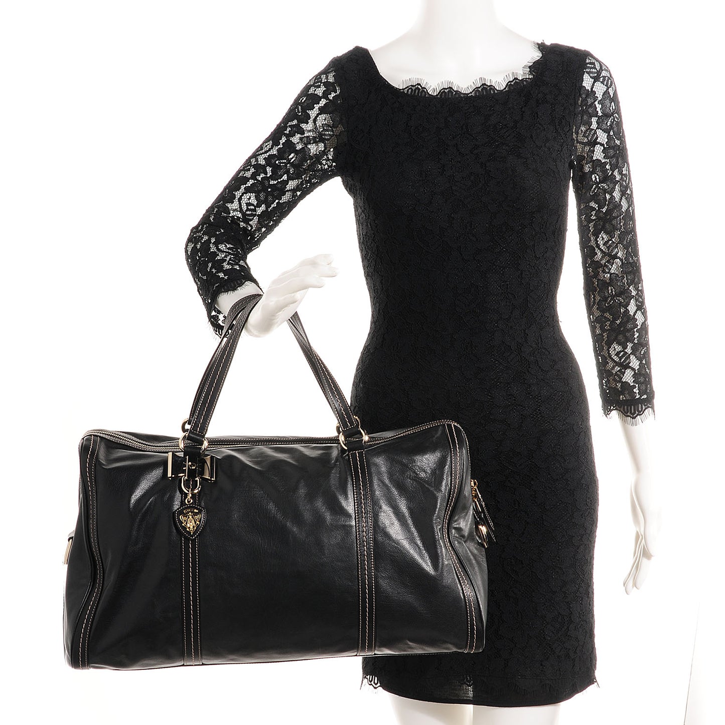 Nappa Leather Duchessa Large Boston Bag Black