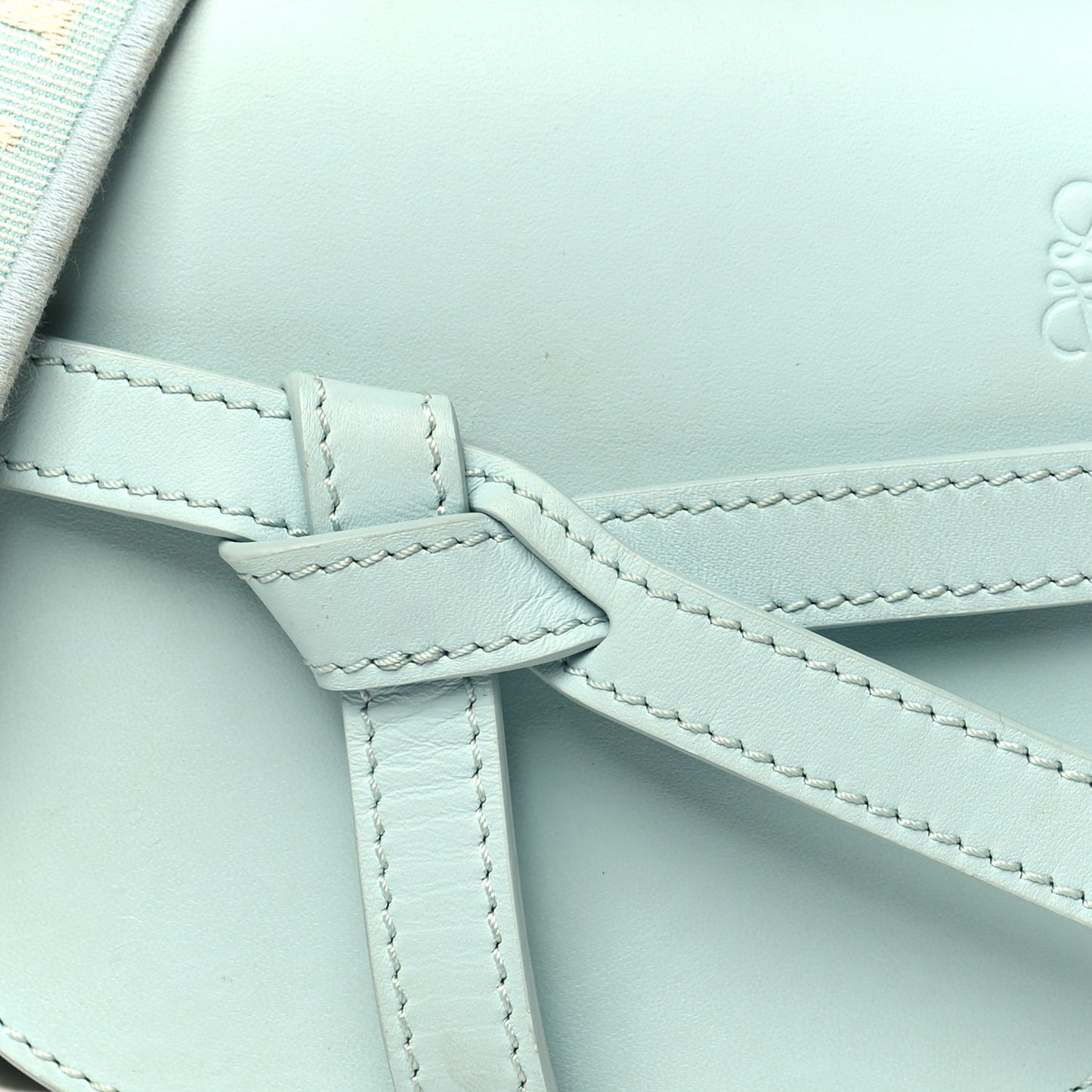 Calfskin Jacquard Mini Gate Dual Bag Abyss Blue
