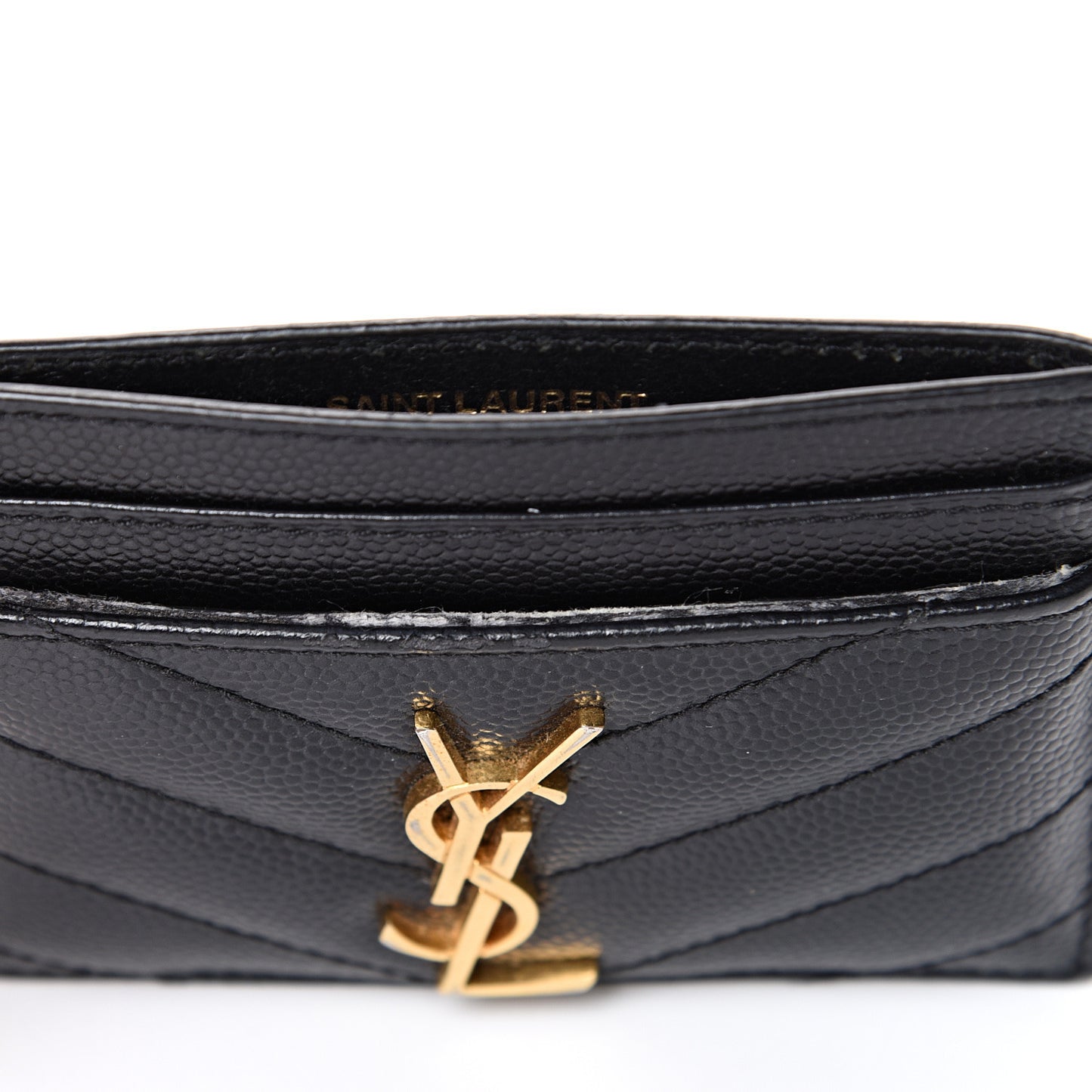 Grain De Poudre Matelasse Chevron Monogram Credit Card Case Black