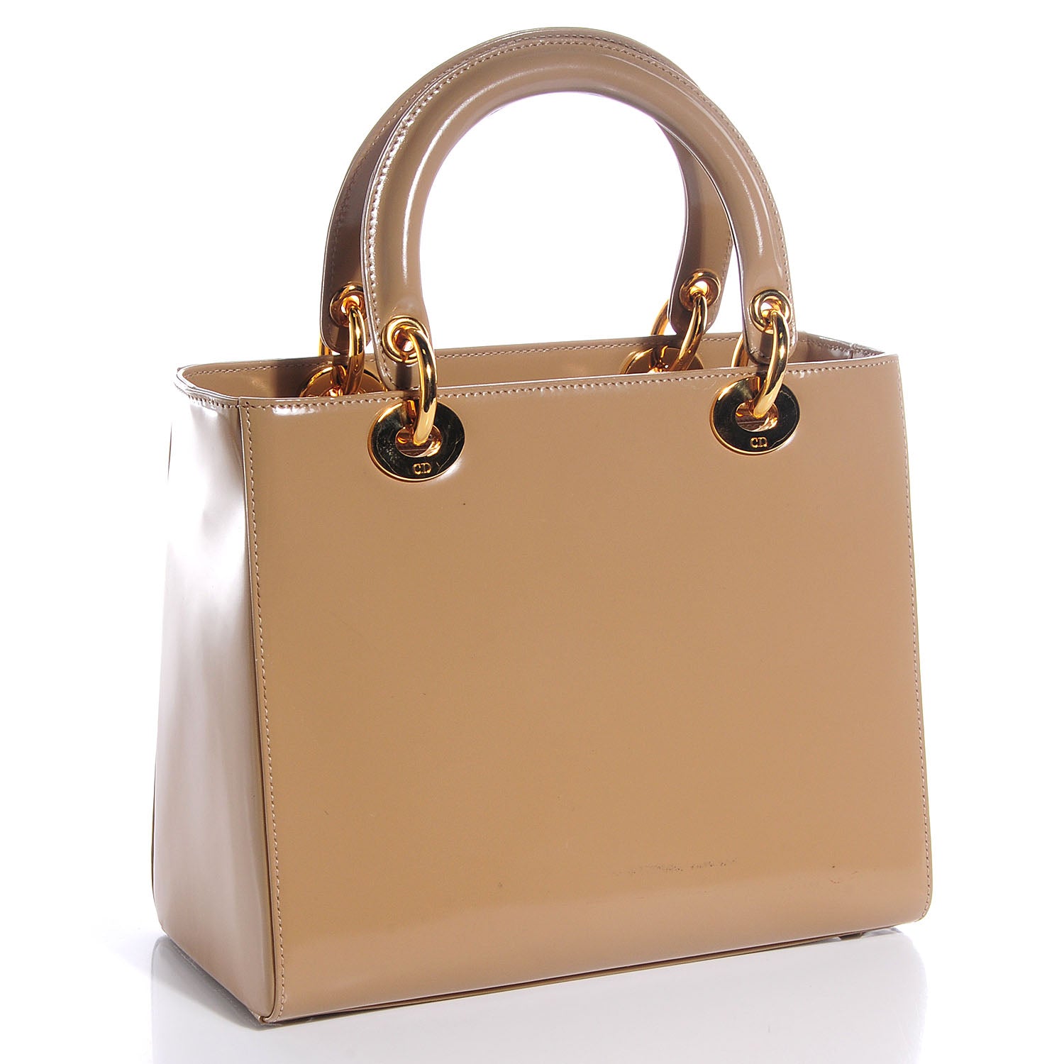 Christian Dior Vintage Patent Medium Lady Dior Beige 3 of 9