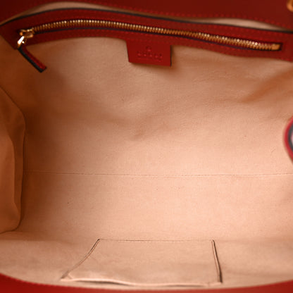 Gucci Nappa Bamboo Small Nymphaea Top Handle Bag Hibiscus Red 5 of 10