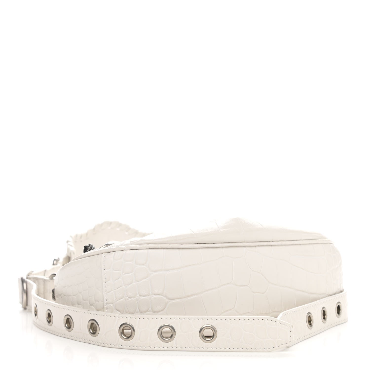 Balenciaga Extra Supple Calfskin Crocodile Embossed Le Cagole Shoulder Bag XS White 3 of 14