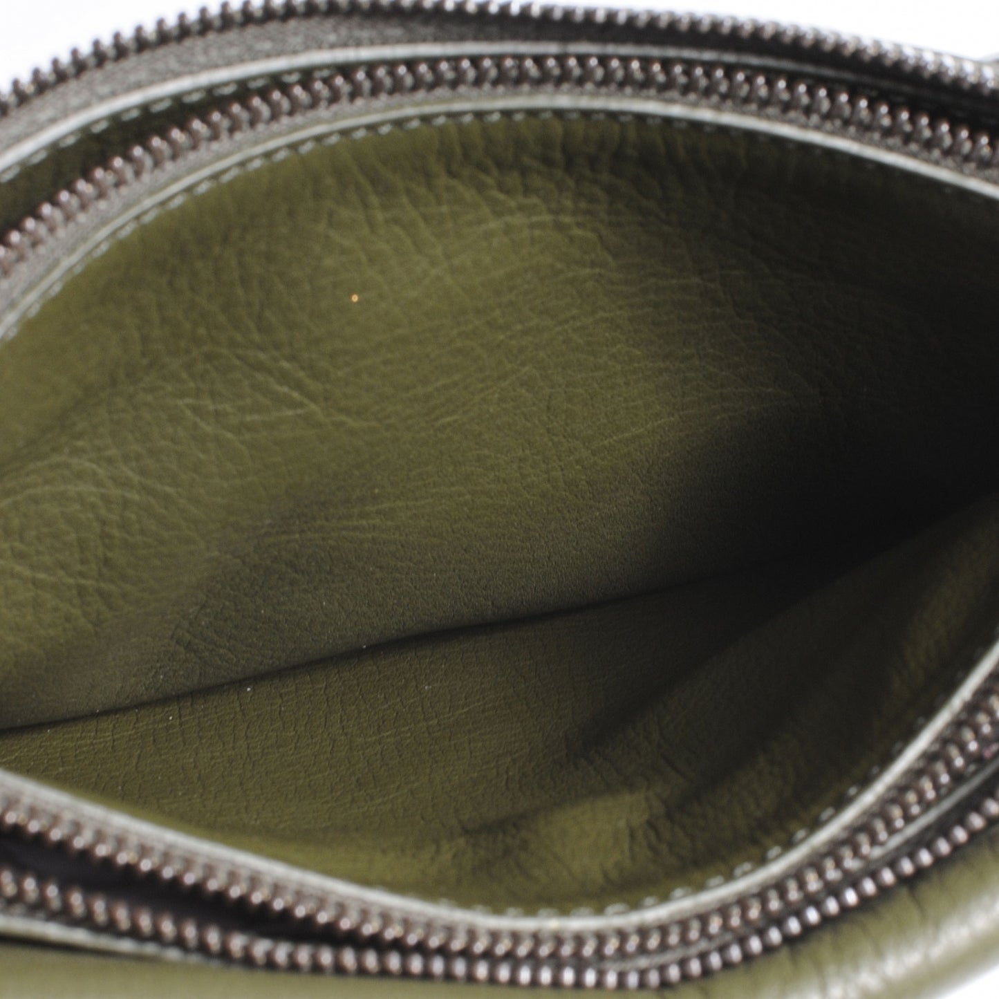 Grained Calfskin Papier Mini Triple Crossbody Vert Kaki