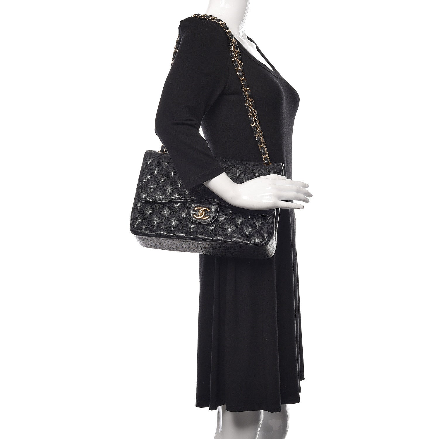 Chanel Caviar Quilted Jumbo Double Flap Black 2 of 11