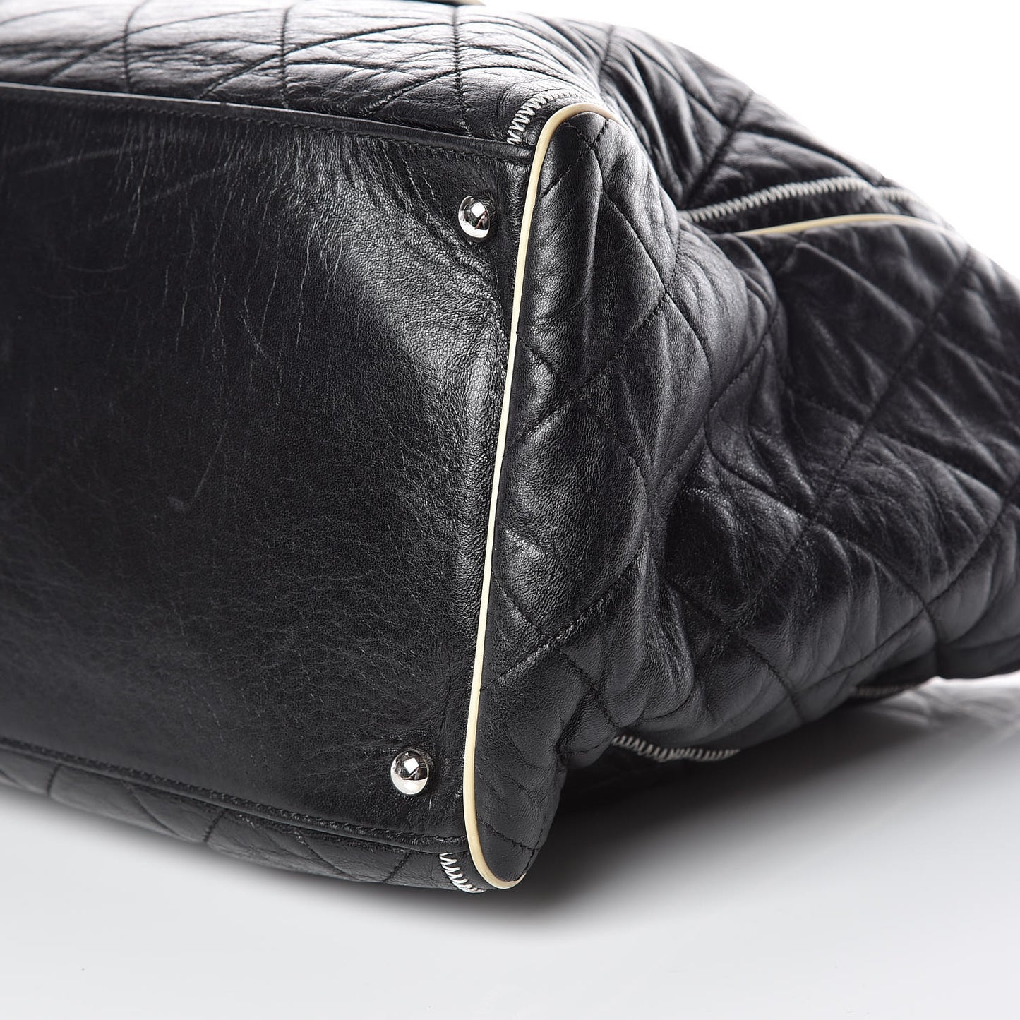 Lambskin Quilted Large East West Tote Black