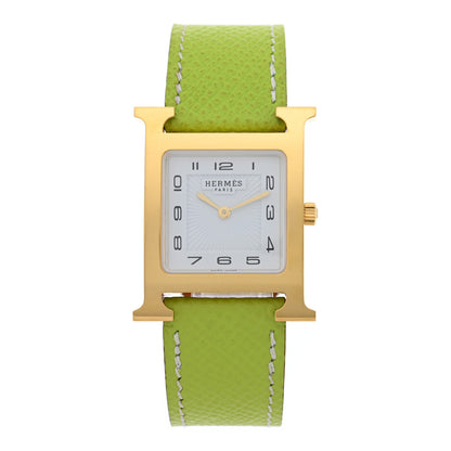 Hermes Stainless Steel Epsom 26mm Heure H Hour Quartz Watch Kiwi 1 of 4