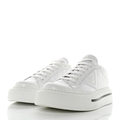 Prada Re-Nylon Spazzolato Rubber Triangle Logo Macro Quilted Mens 35mm Platform Sneakers 10 White 3 of 9