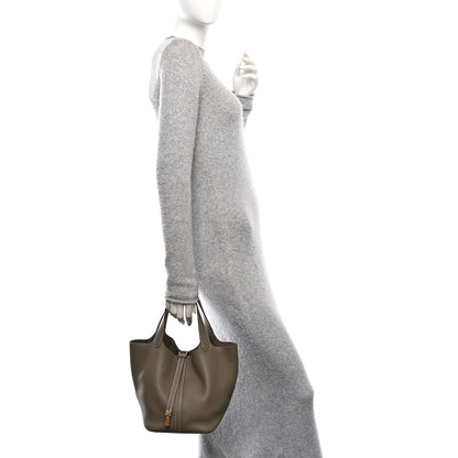 Hermes Taurillon Clemence Picotin Lock 22 MM Etoupe 2 of 10