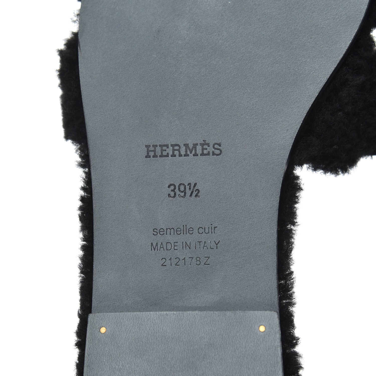 Hermes Woolskin Oran Sandals 39.5 Black 7 of 12