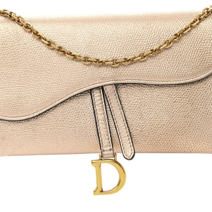 Christian Dior Metallic Grained Calfskin Saddle Chain Wallet Pouch 10 of 16