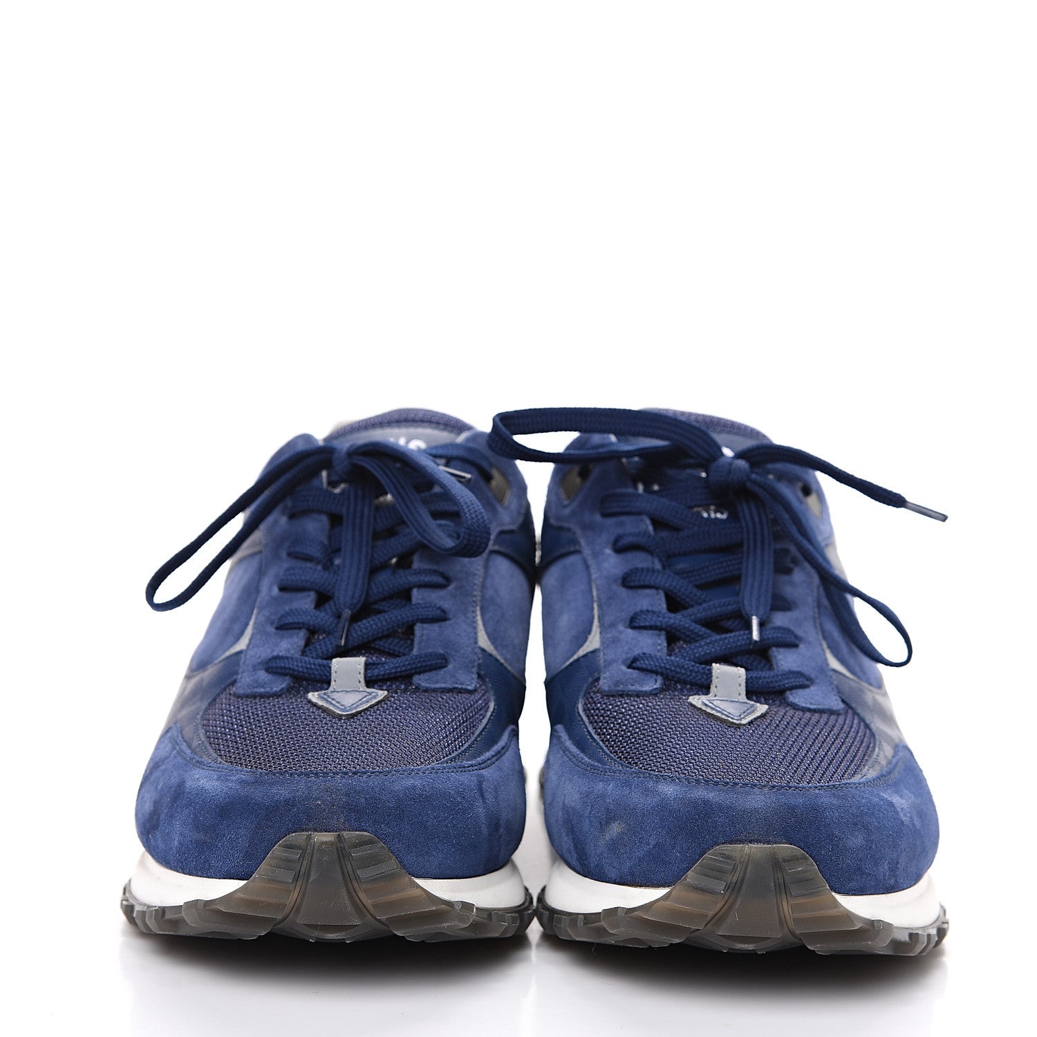Louis Vuitton Calfskin Suede Damier Run Away Sneakers 10 Blue 2 of 9