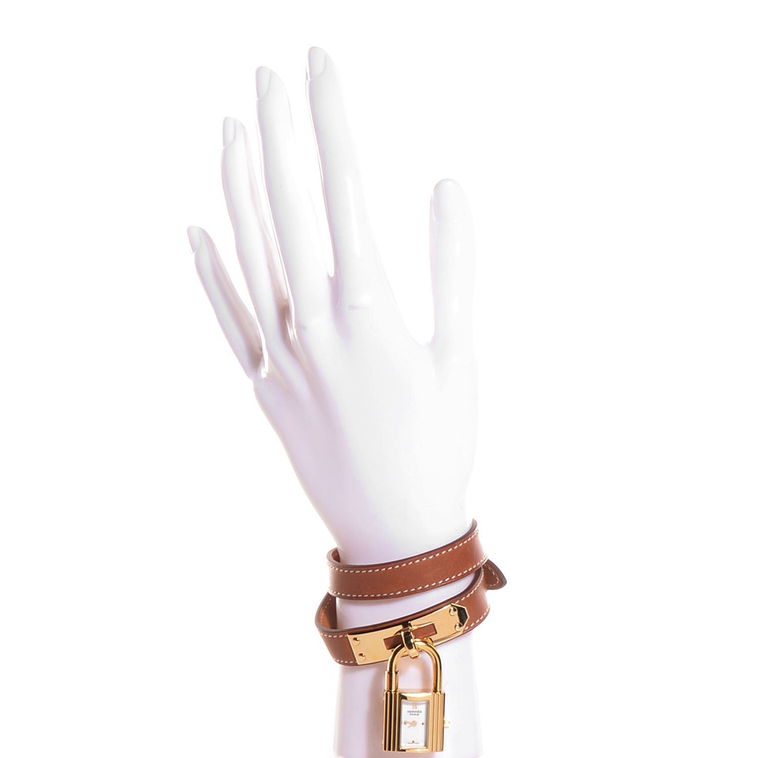 Hermes Stainless Steel Barenia 20mm Kelly Cadena Double Tour Quartz Watch Fauve 2 of 11