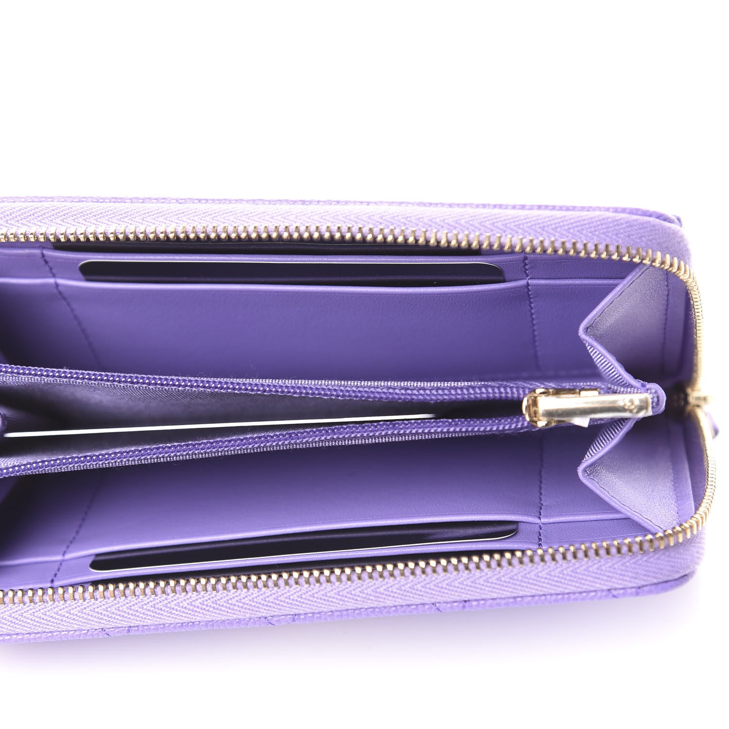 Chanel Caviar Quilted Large Gusset Zip Around Wallet Purple 4 of 8