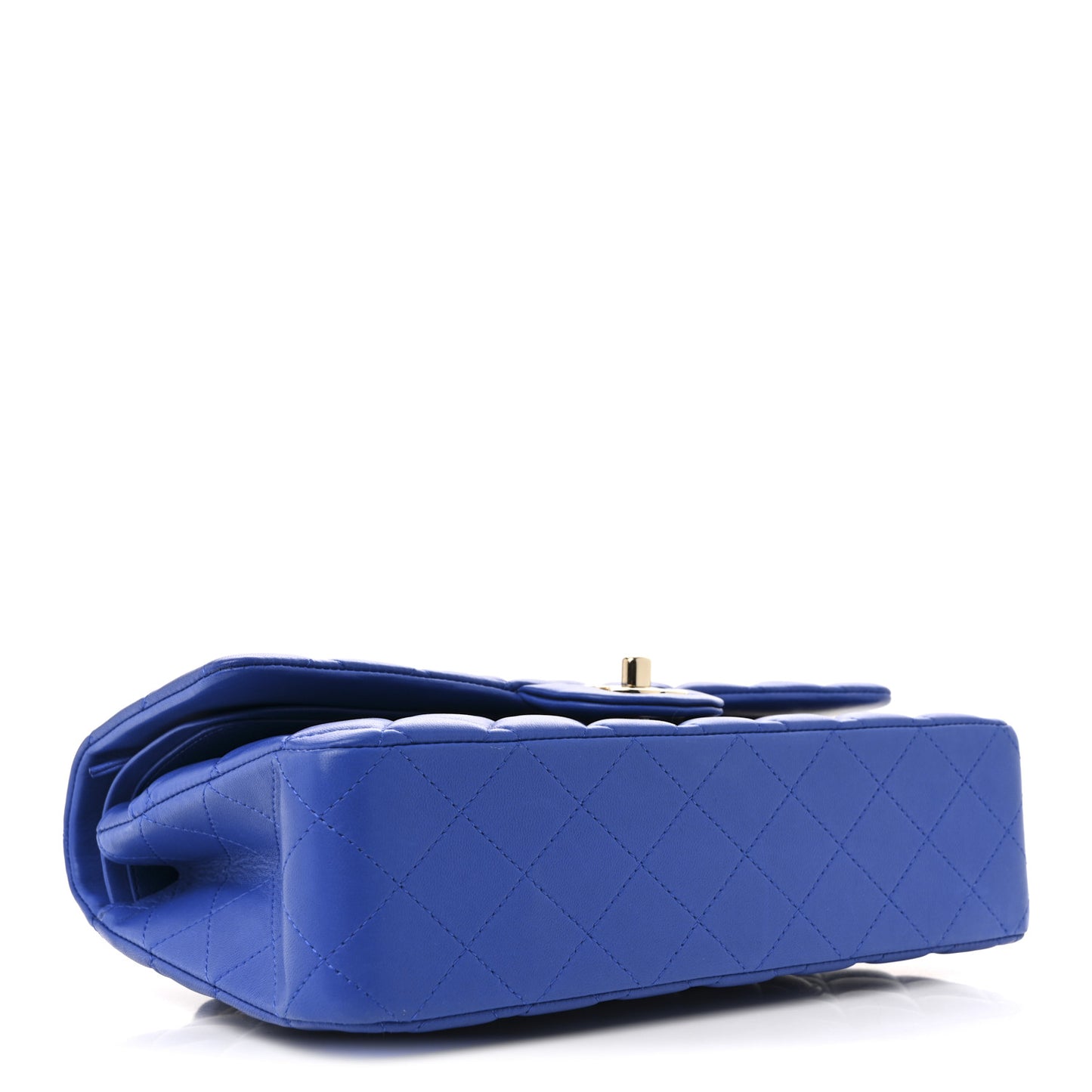 Lambskin Quilted Medium Double Flap Blue