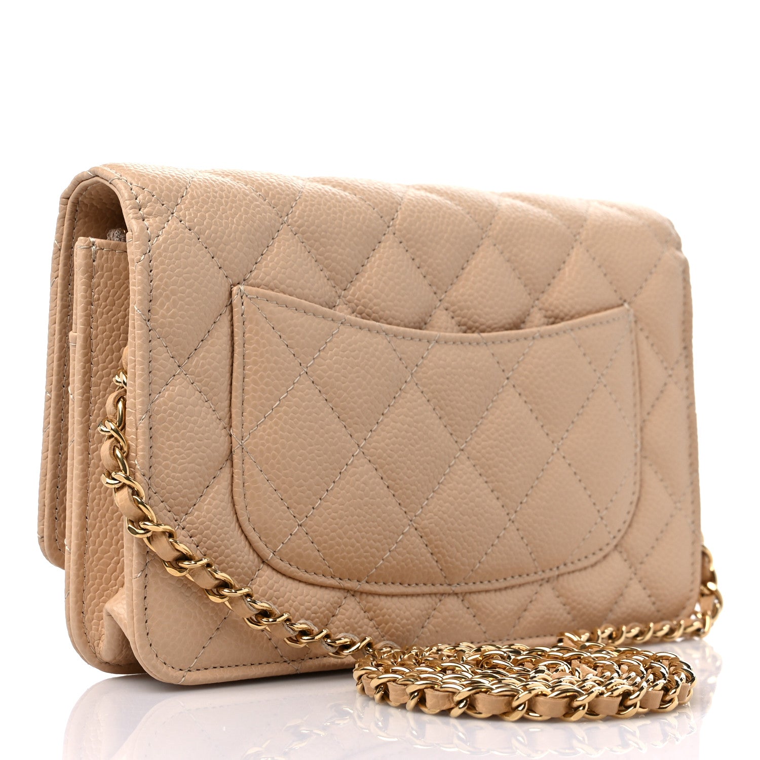 Chanel Caviar Quilted Wallet On Chain WOC Beige 3 of 11