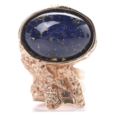 Saint Laurent Glass Cabochon Arty Ovale Ring 6 Rose Gold Marine 1 of 6