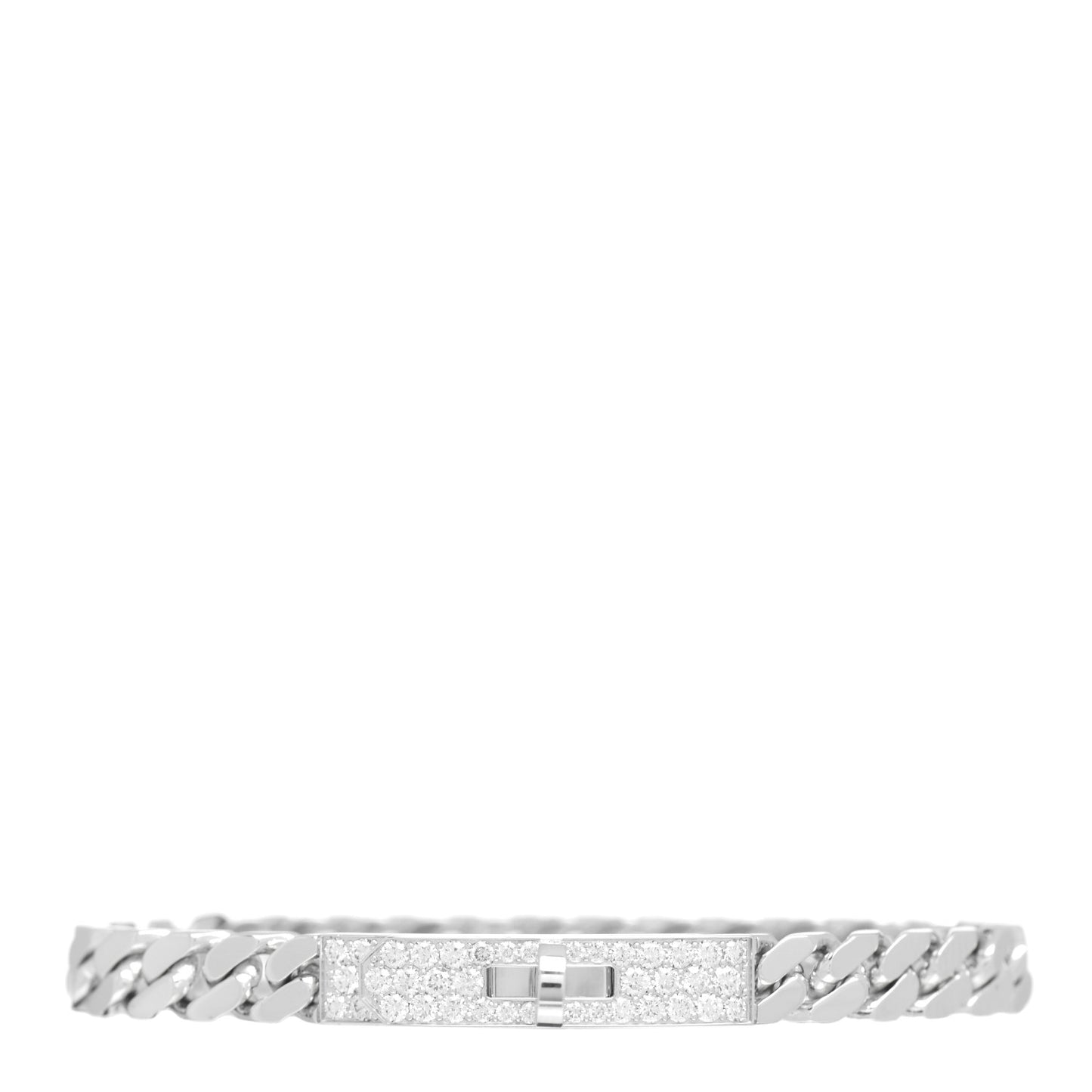 18K White Gold Diamond TPM Kelly Gourmette Bracelet ST