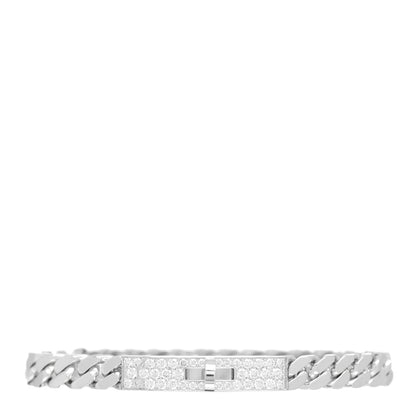 Hermes 18K White Gold Diamond TPM Kelly Gourmette Bracelet ST 1 of 5