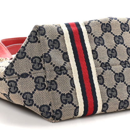 Gucci Monogram Small Jolicoeur Tote Navy Red 9 of 10