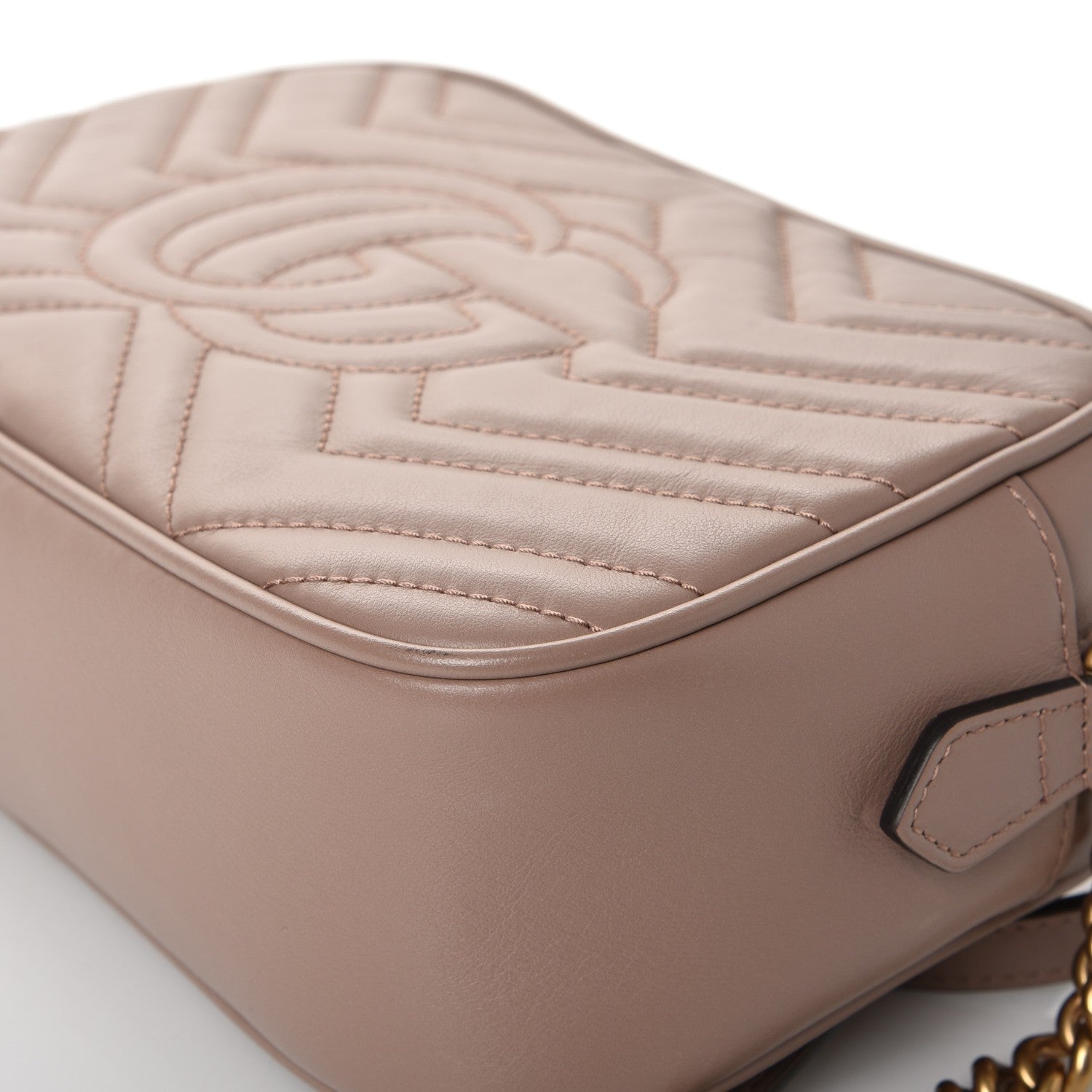 Gucci Calfskin Matelasse Small GG Marmont Chain Shoulder Bag Taupe 8 of 9