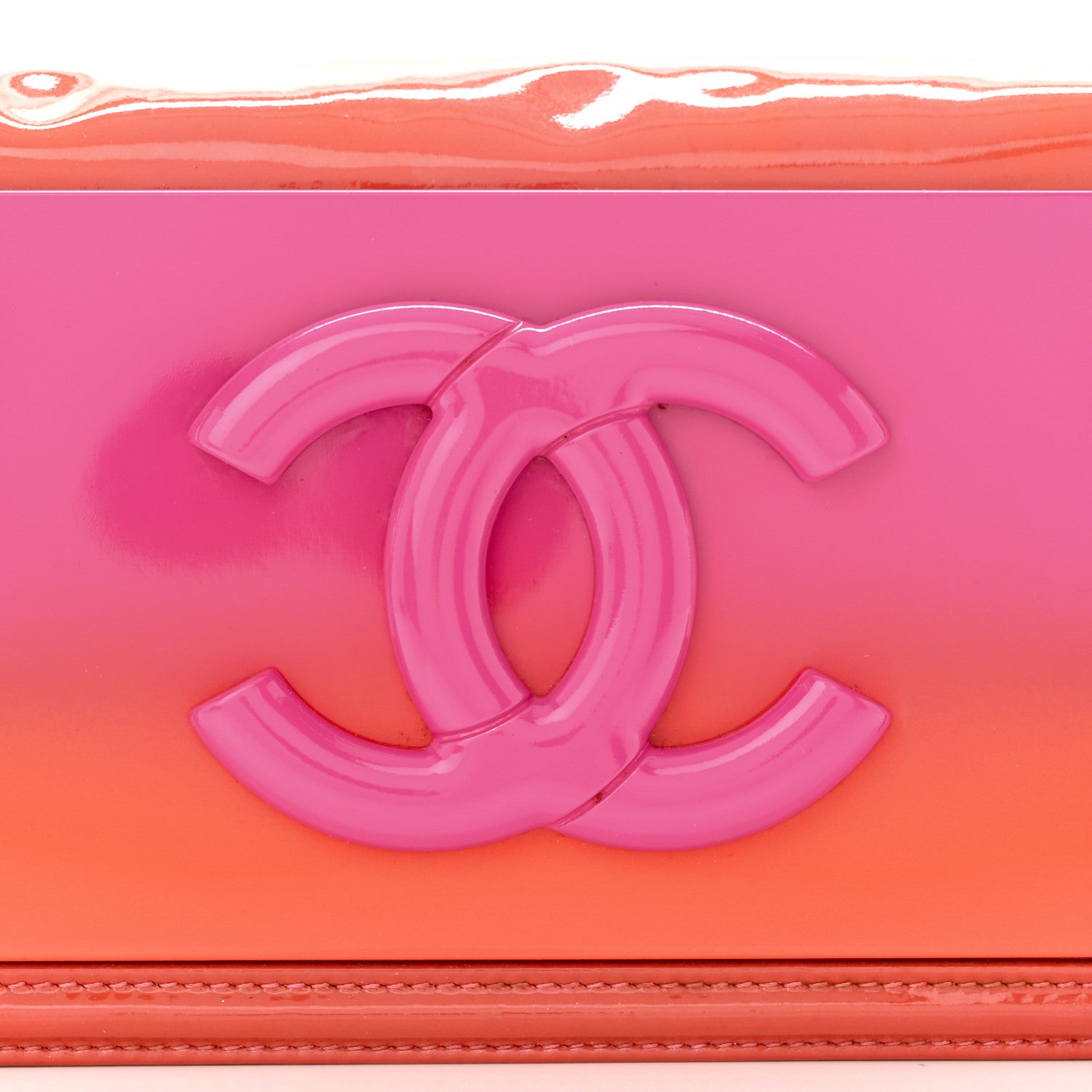 Chanel Plexiglass Patent Small Boy Brick Flap Pink Orange 8 of 11