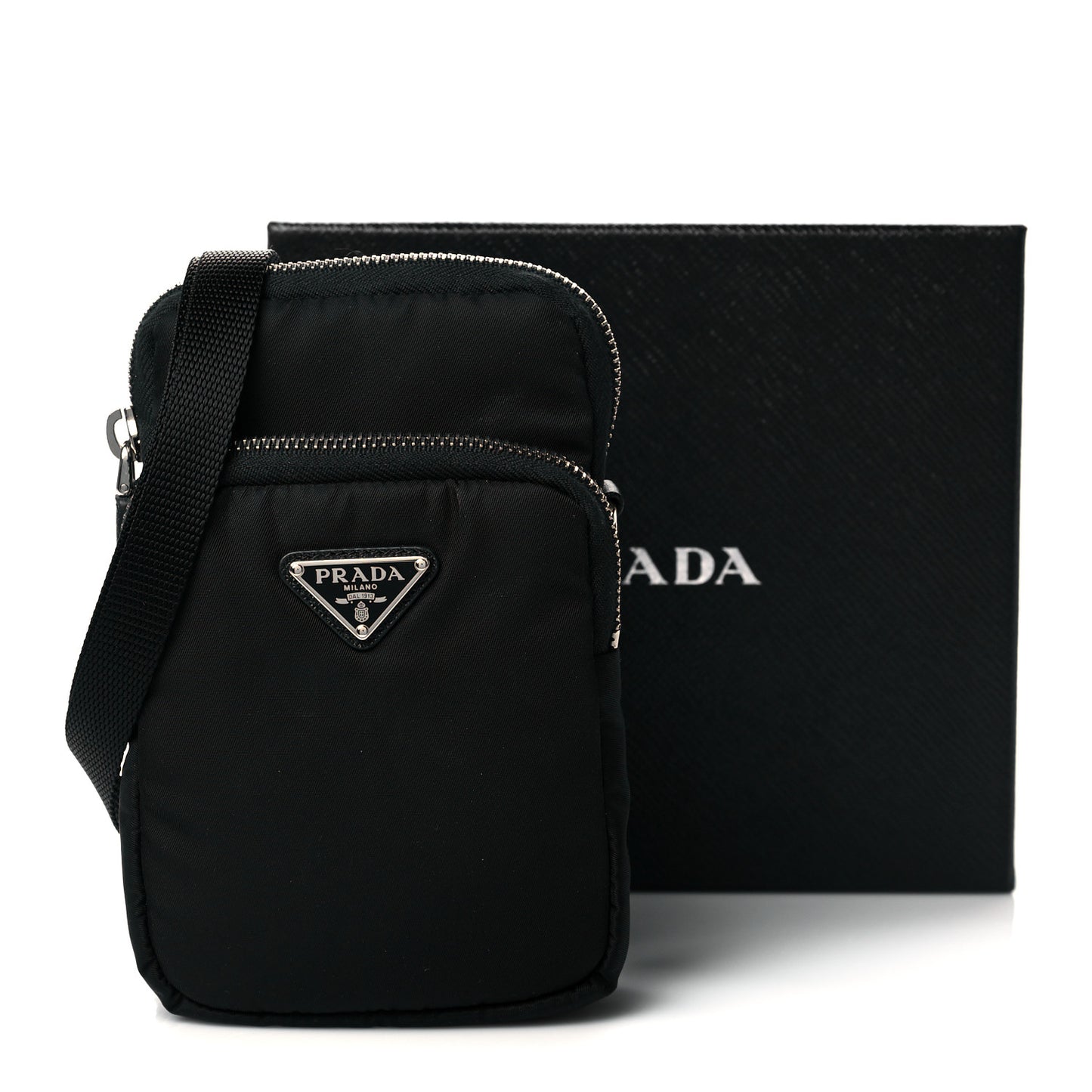 Tessuto Nylon Saffiano Crossbody Pouch Black