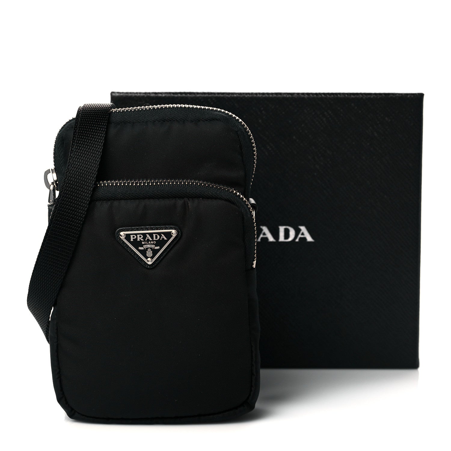 Prada Tessuto Nylon Saffiano Crossbody Pouch Black 11 of 11