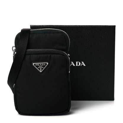 Prada Tessuto Nylon Saffiano Crossbody Pouch Black 11 of 11