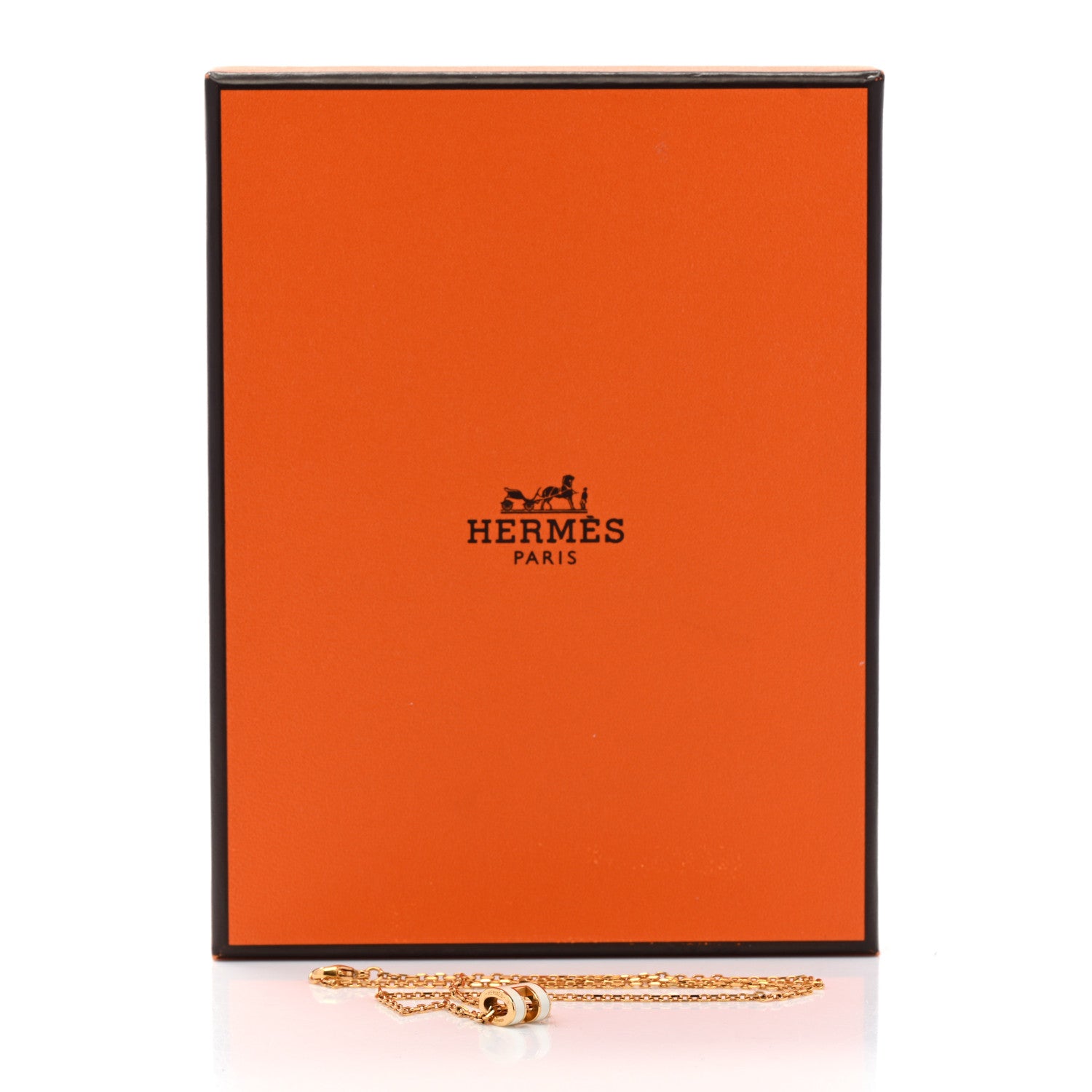 Hermes Lacquered Gold Mini Pop H Pendant Necklace White 7 of 7