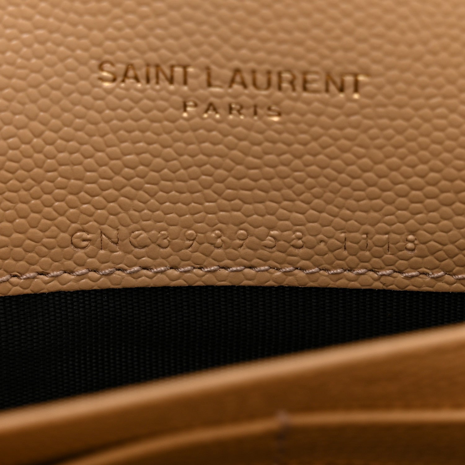 Saint Laurent Grain De Poudre Matelasse Chevron Monogram Envelope Chain Wallet Nude Powder 7 of 10