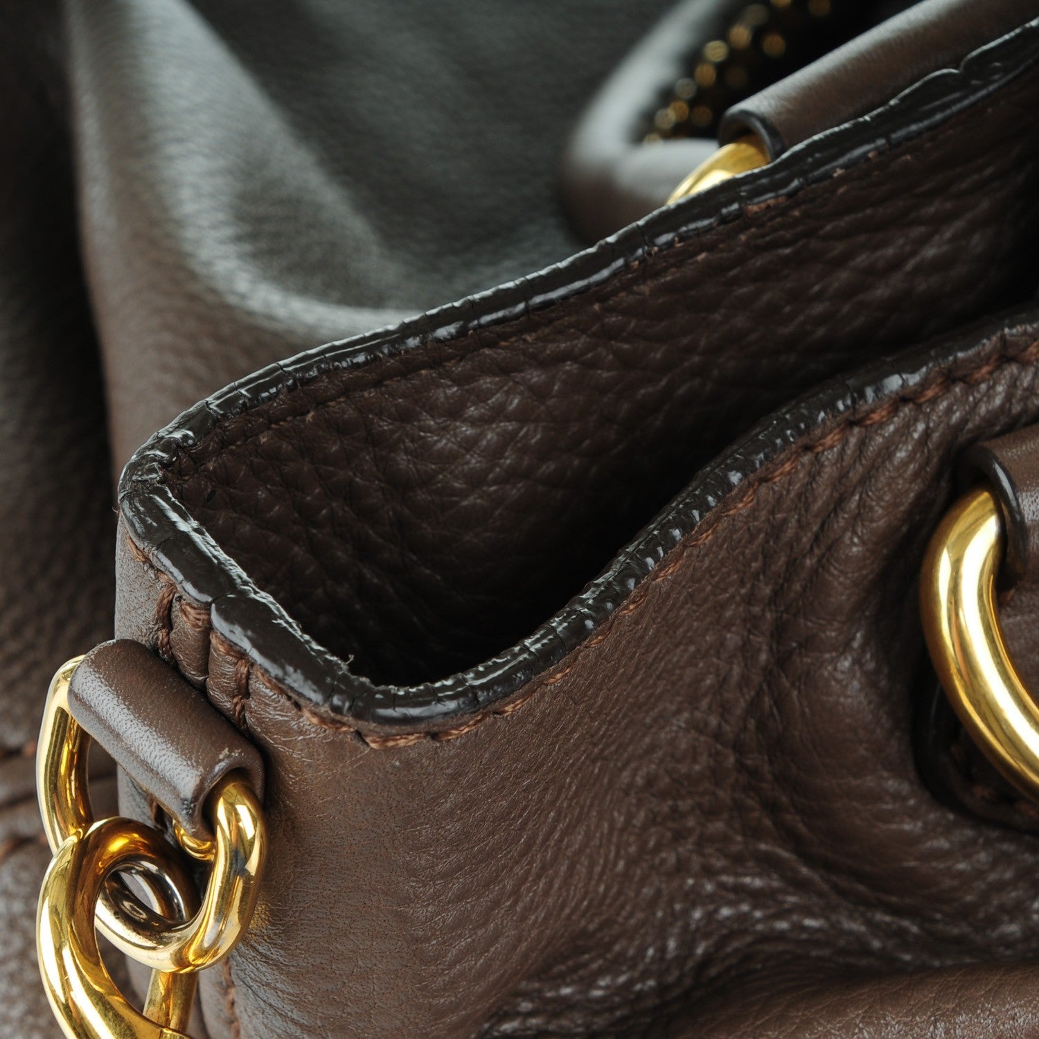 Miu Miu Cervo Grommet Top Handle Tote Brown 10 of 10