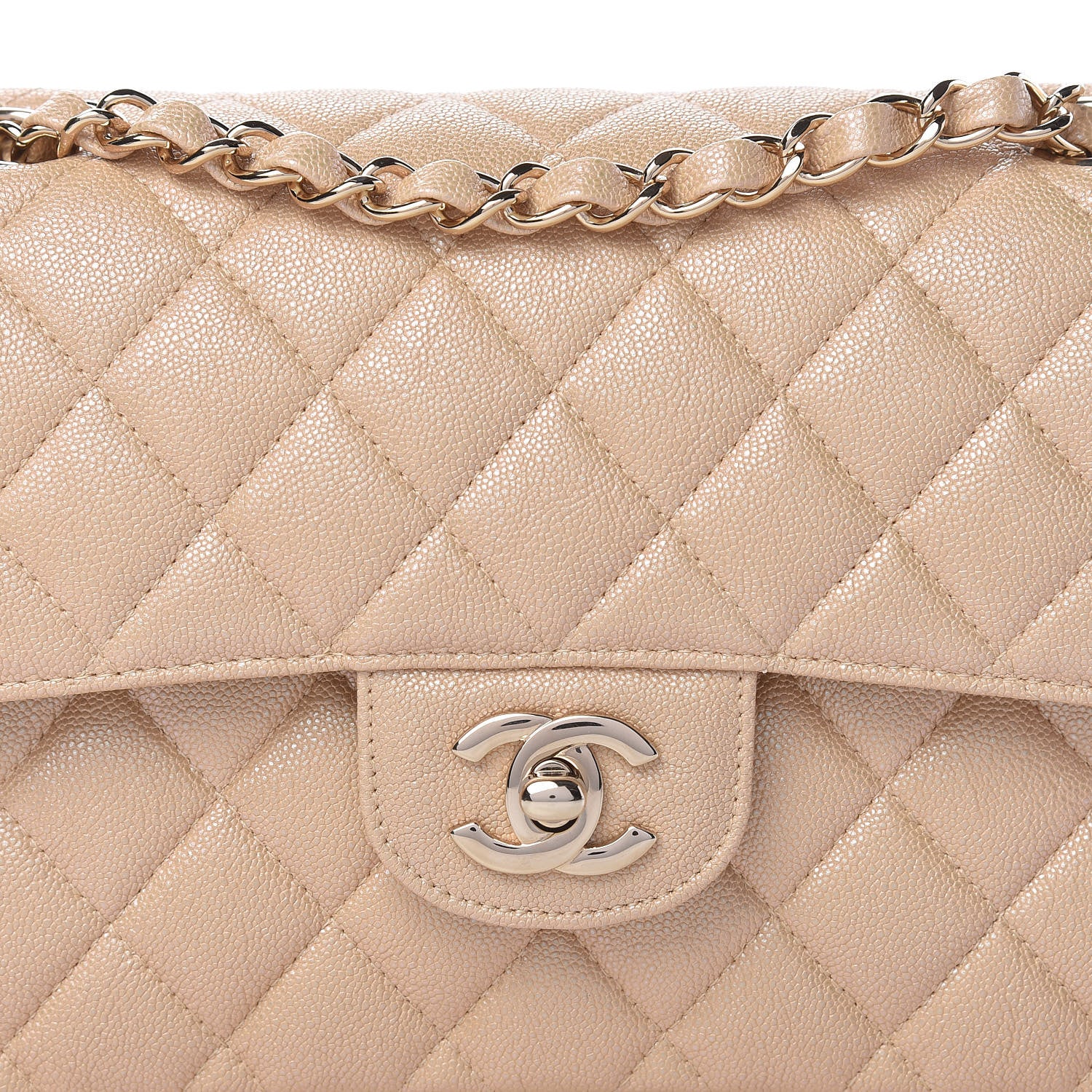 Chanel Iridescent Caviar Quilted Small Double Flap Beige 12 of 13